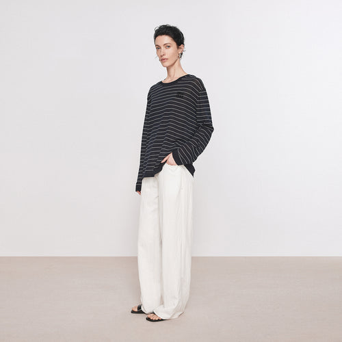 Lightweight Navy Stripe Cover-Up