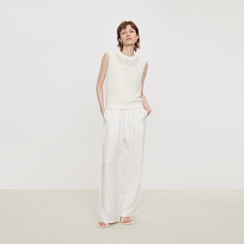 Washed Hemp White Pants