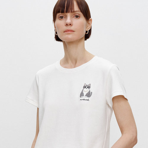 Embroidered Cat Tee