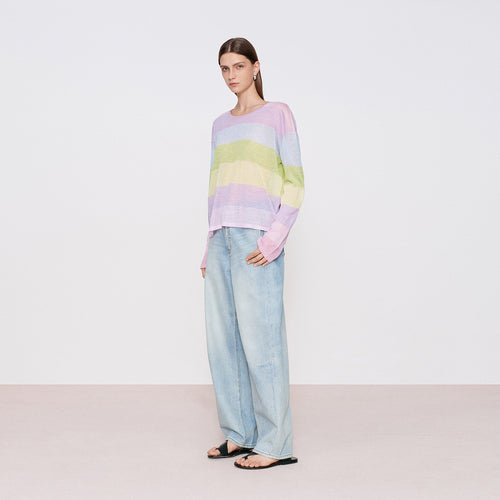 Rainbow Stripe Lightweight Cover-Up