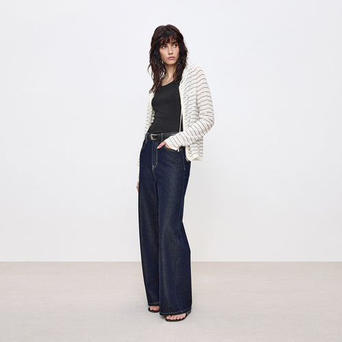 Raw Denim Wide-Leg Jeans