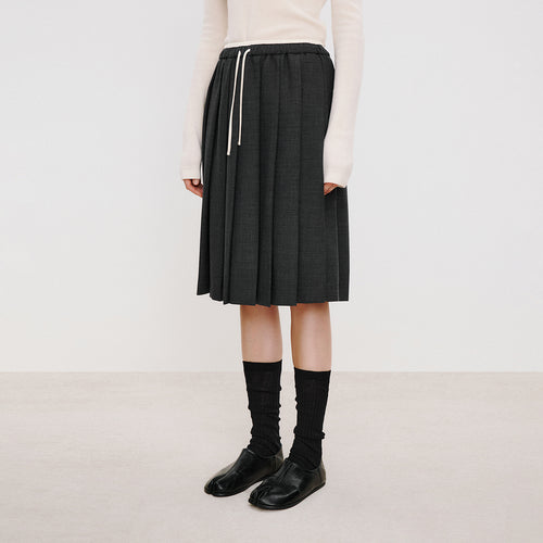Intellectual Double-Waist Pleated Skirt