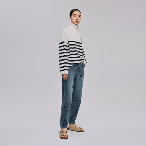 Striped Half-Zip Pullover