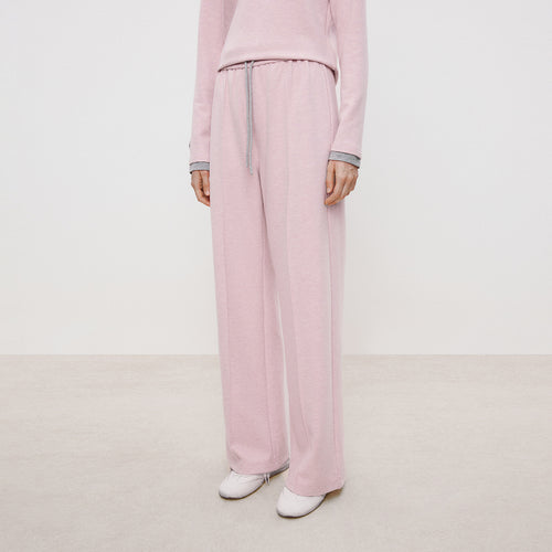 Light Pink Knit Wide-Leg Pants