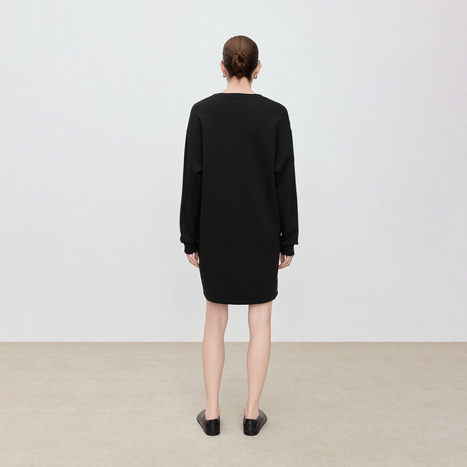Casual Black Sweatshirt Dress