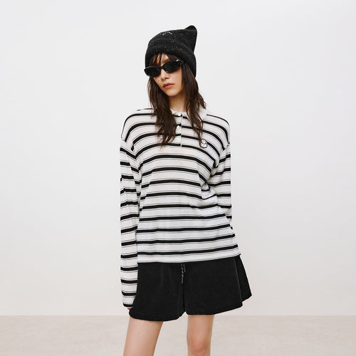 Cat Stripe Polo Sweater