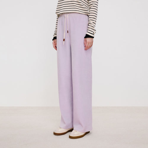 Soft Pink-Purple Straight-Leg Pants