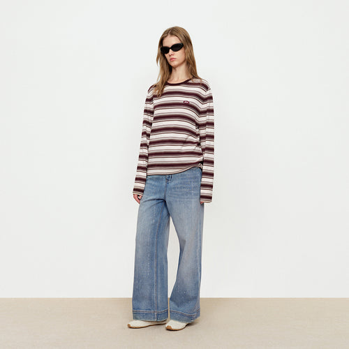 Wine Stained Cherry Striped Sweater