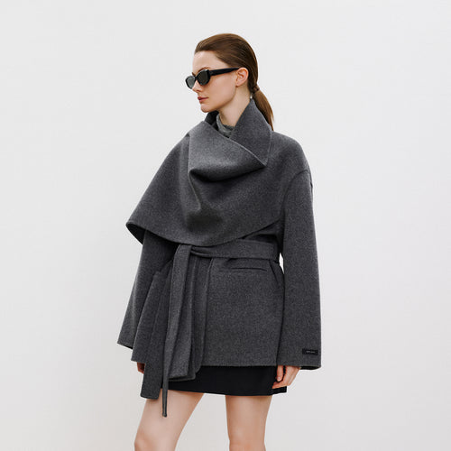 Warm Winter Shawl Double-Faced Wool Coat