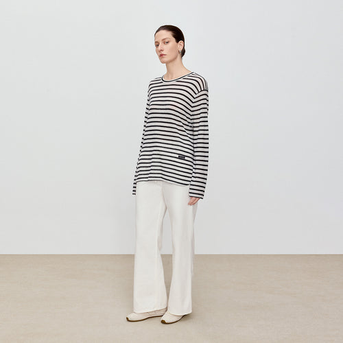 Sequin Stripe Wool Sweater