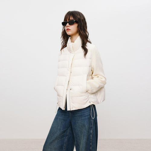 Knit-Sleeve Mock-Layer Down JacketKnit-Sleeve Mock-Layer Down Jacket