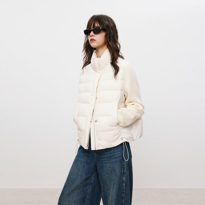 Knit-Sleeve Mock-Layer Down JacketKnit-Sleeve Mock-Layer Down Jacket