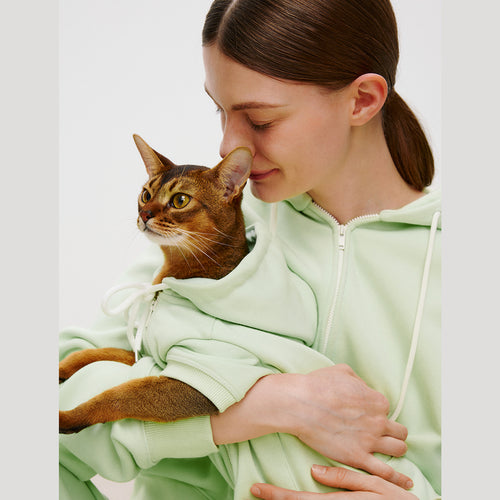 Cat Lime Green Zip-Up Hoodie