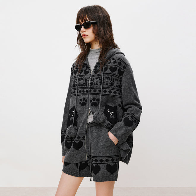 Fair Isle Hooded Cardigan