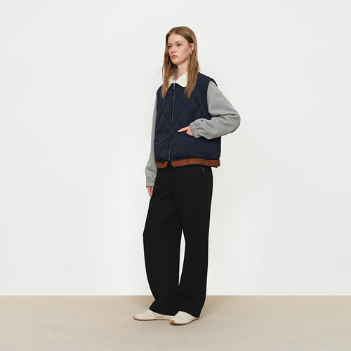 Wool Spliced Waistband Casual Pants