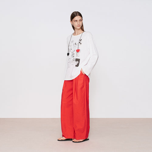 Berry Red Pleated Pants
