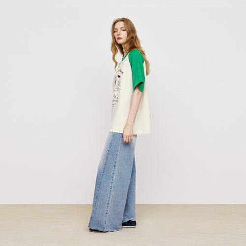 Fun Color Blocked Wide Board Tee Green