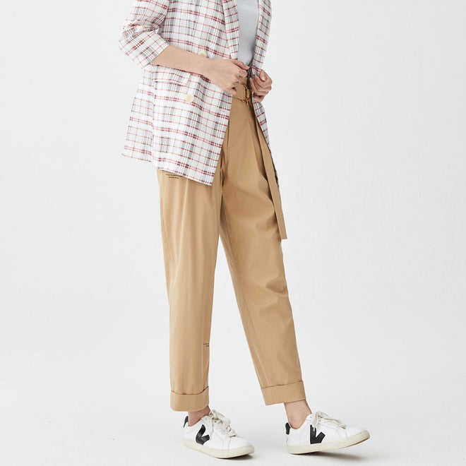 Printed Twill Cotton Blend Pants