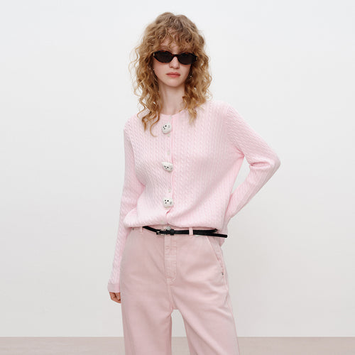 Candy Pink Knit Cardigan