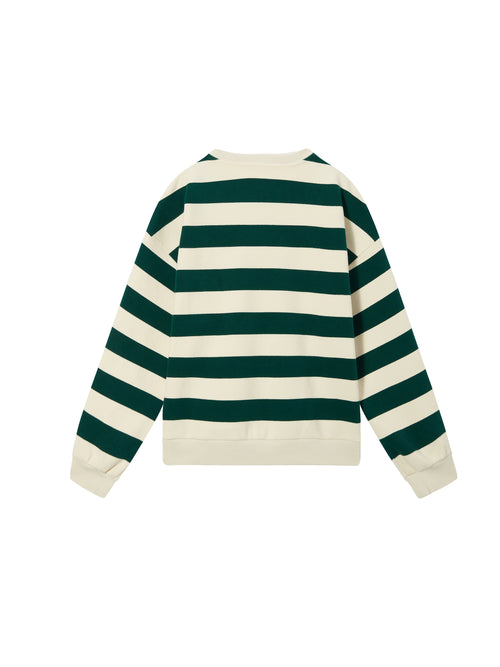 Dark Green Striped Sweatshirt