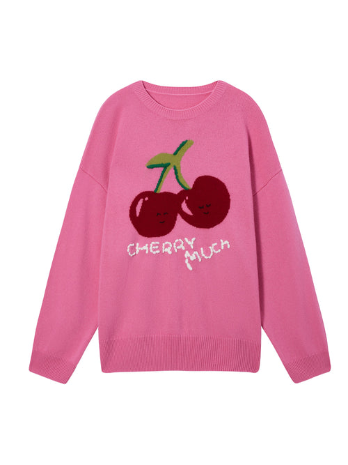Cherry Much Cashmere Crewneck-Sample
