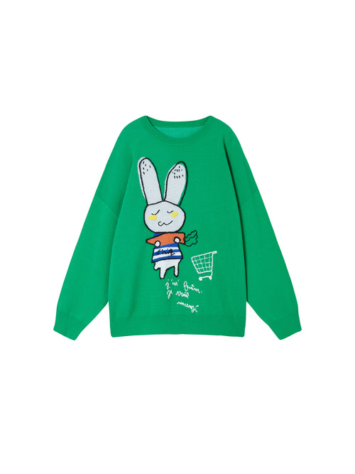 Nutcracker Bunny Green Sweater