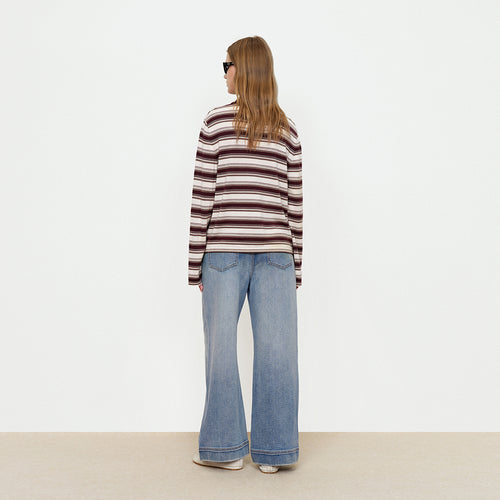 Wine Stained Cherry Striped Sweater