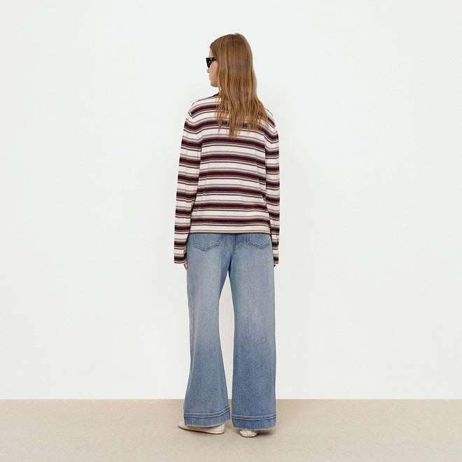Wine Stained Cherry Striped Sweater