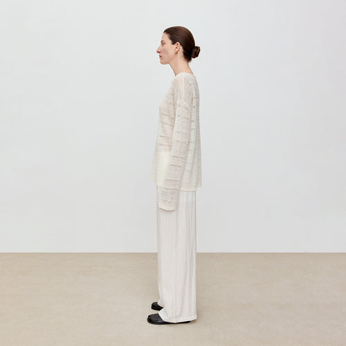 Vanilla White Bud Waist Straight Pants