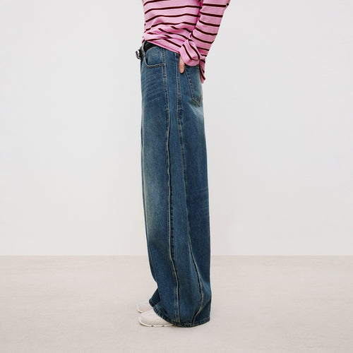 Vintage Wash Wide-Leg Jeans