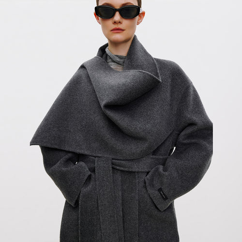 Warm Winter Shawl Double-Faced Wool Coat