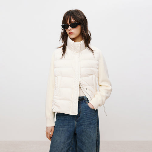 Knit-Sleeve Mock-Layer Down JacketKnit-Sleeve Mock-Layer Down Jacket