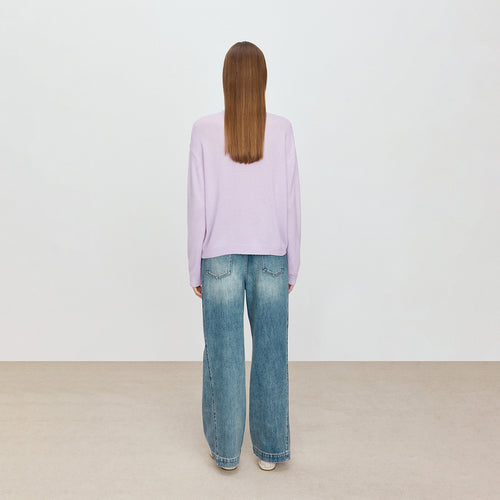 Purple Mist Sweater with Floral Embroidery & Bead Details