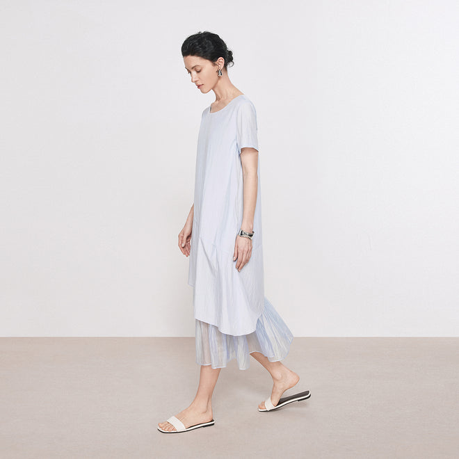 Sea Salt Blue Patchwork Dress