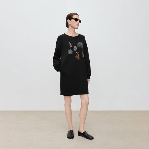 Casual Black Sweatshirt Dress