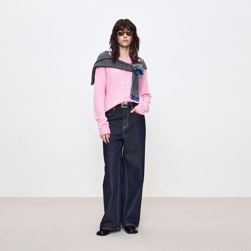 Raw Denim Wide-Leg Jeans