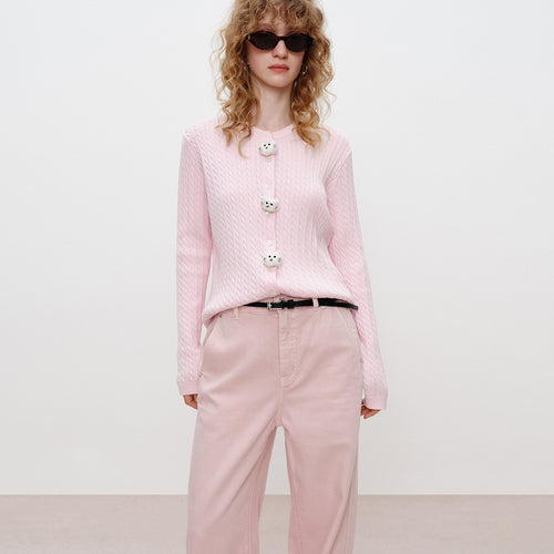 Candy Pink Knit Cardigan