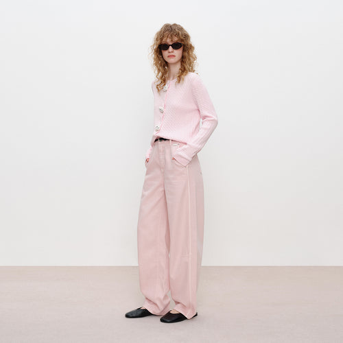 Candy Pink Curve-Seam Jeans