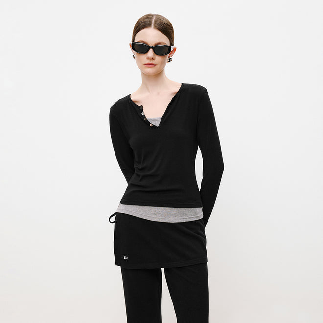 Half-Placket Mock-Layer Tee