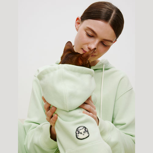 Cat Lime Green Zip-Up Hoodie