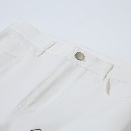 Versatile White Cotton Stretch Pencil Pants