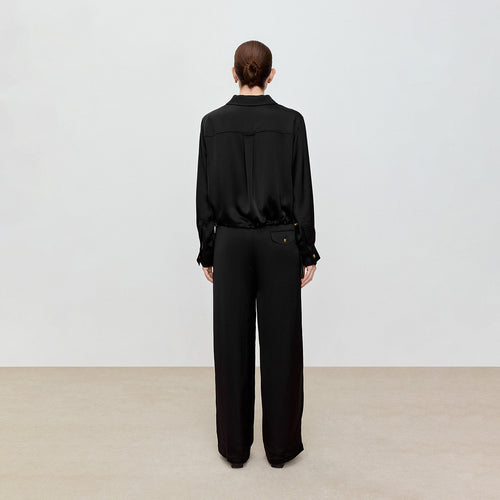 Chic Acetate Tweed-Style Wide-Leg Pants