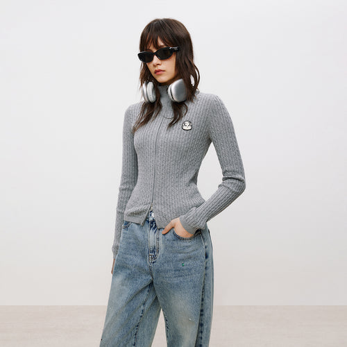 Cat Cable-Knit Cardigan
