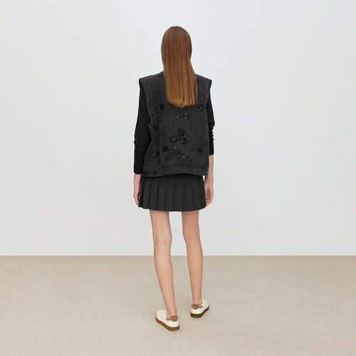 Pearl Embroidered Denim Jacket