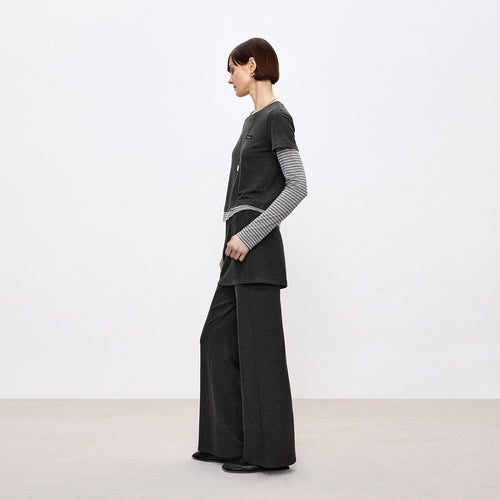 Soft Heart Mock-Layer Skirt Pants