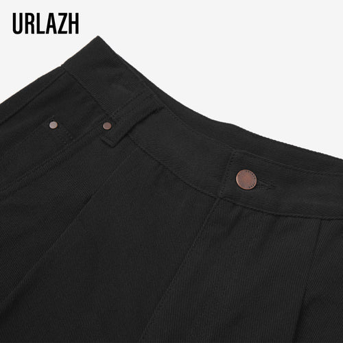 Black Denim Boxy Shorts-Sample