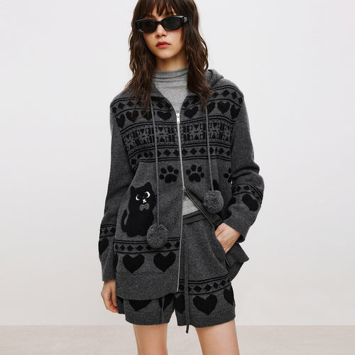 Fair Isle Hooded Cardigan