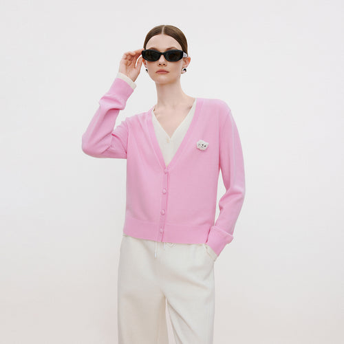 Pink Mist Mock-Layer Cardigan