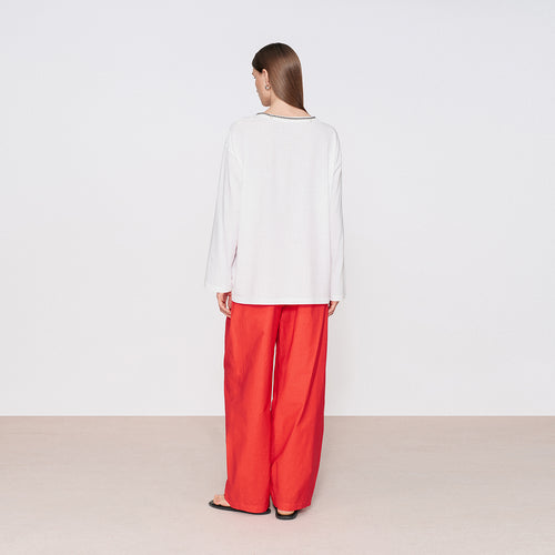 Berry Red Pleated Pants
