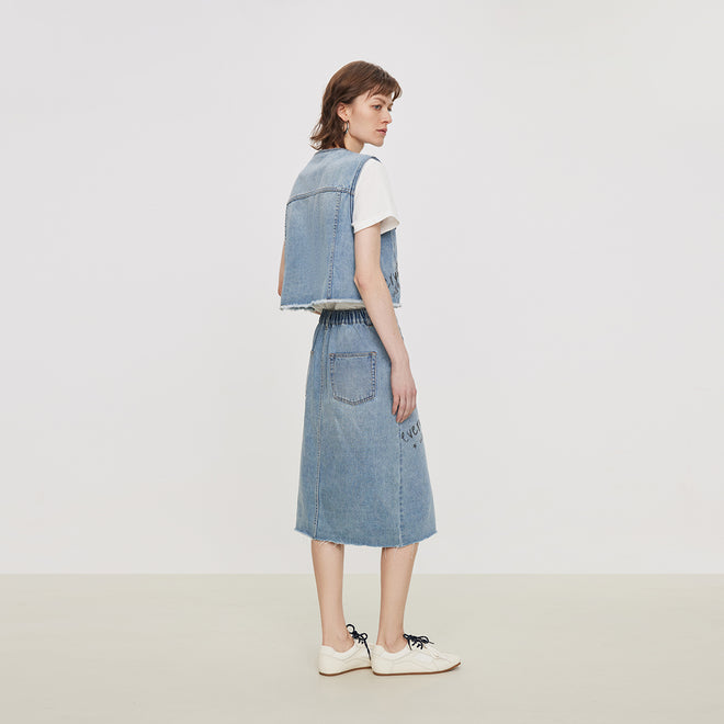 Graffiti Denim Half Skirt